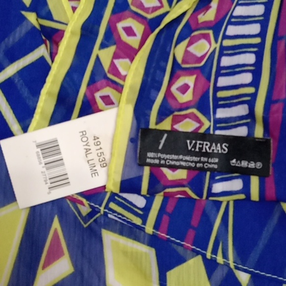 Modern Abstract Shoulder Scarf Rectangle 72x28 Artsy Geo Royal Blue Lime Maroon - Picture 4 of 6